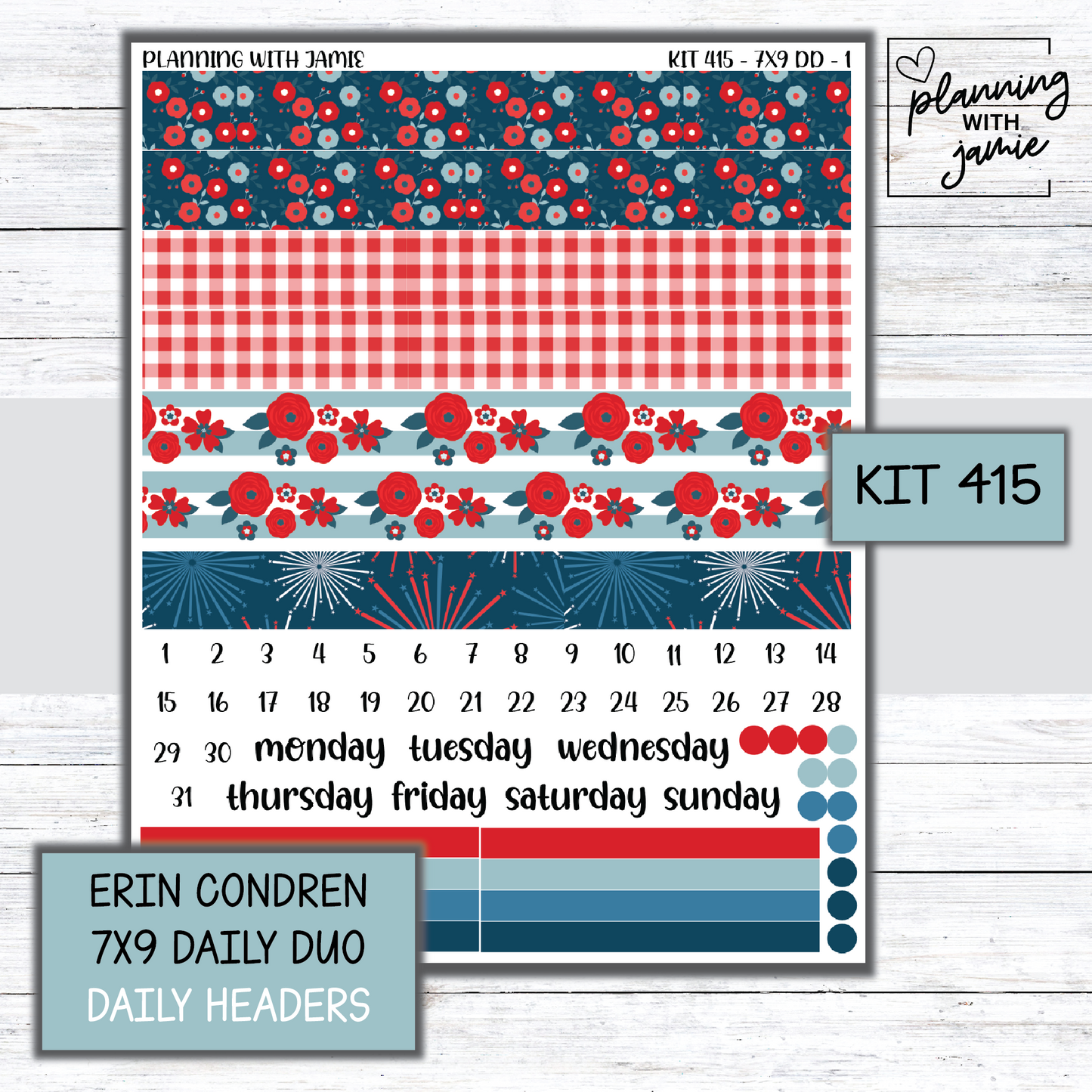 Kit 415 Erin Condren Daily Duo Sticker Kit