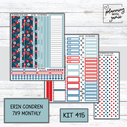 KIT 415 Erin Condren 7X9 OR A5 Monthly Kit