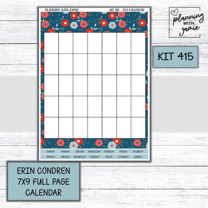 KIT 415 Erin Condren 7X9 Full Page Calendar