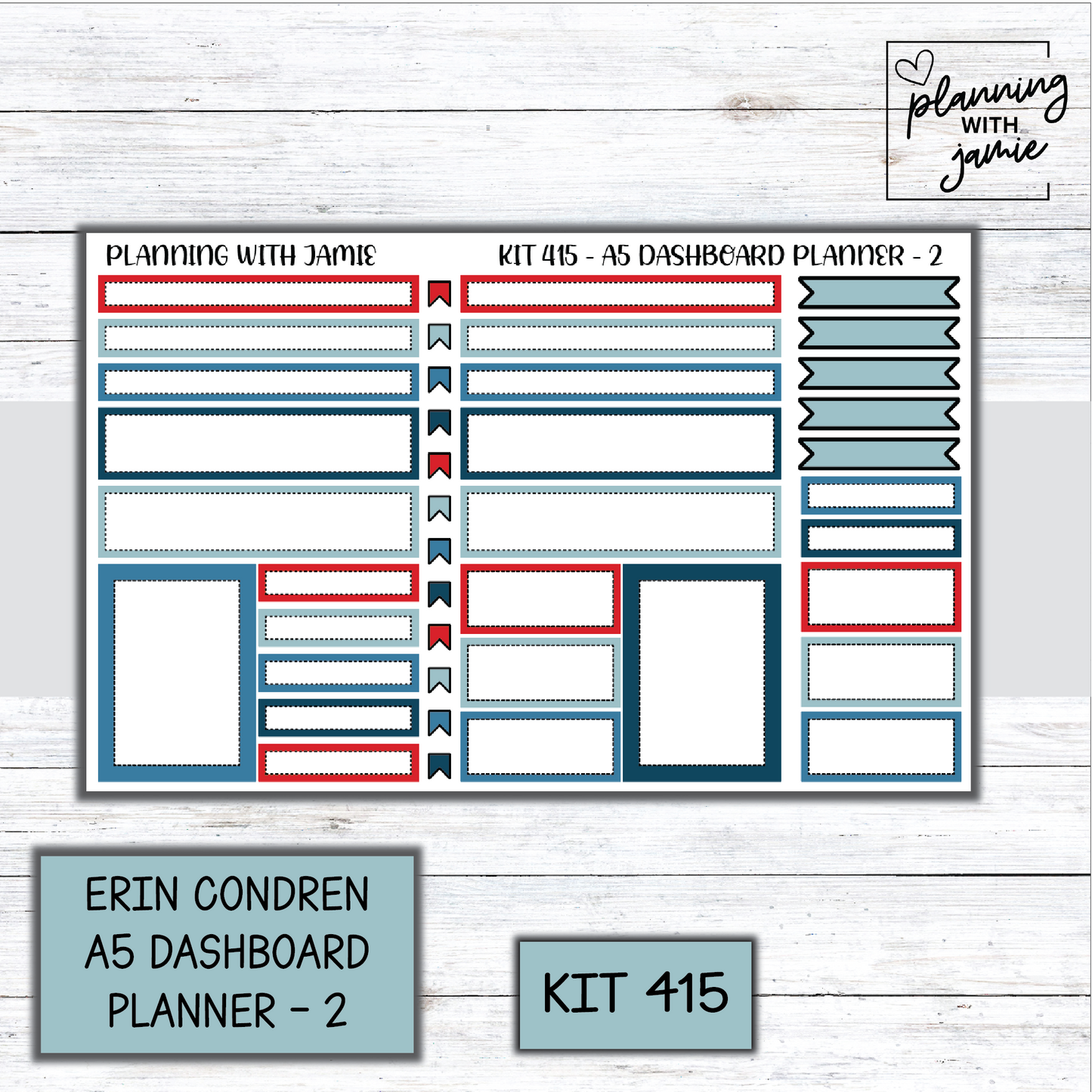 Kit 415 Erin Condren Dashboard Planner Sticker Kit