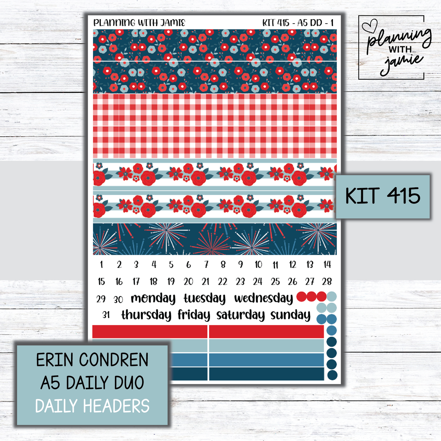 Kit 415 Erin Condren Daily Duo Sticker Kit