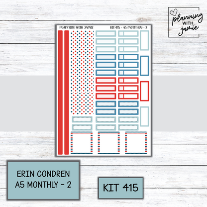 KIT 415 Erin Condren 7X9 OR A5 Monthly Kit