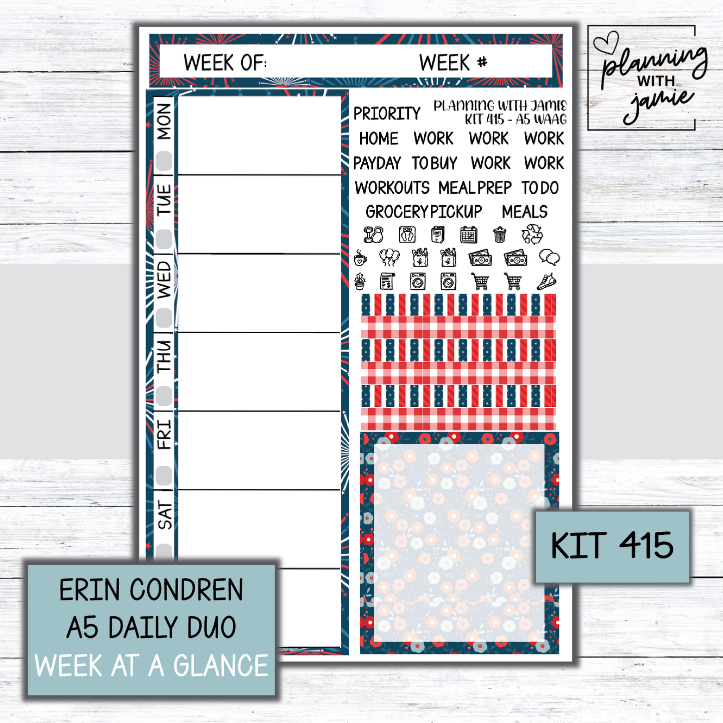 Kit 415 Week At A Glance Sticker