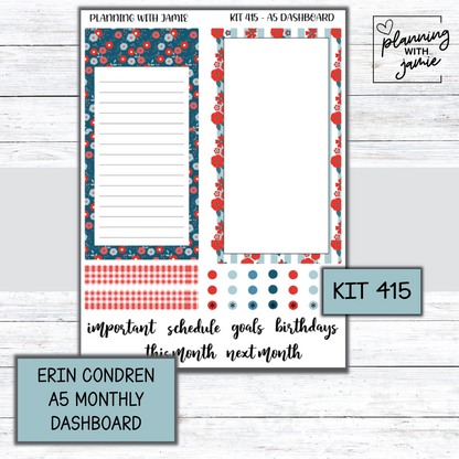 KIT 415 A5 Erin Condren Monthly Dashboard Sticker Kit