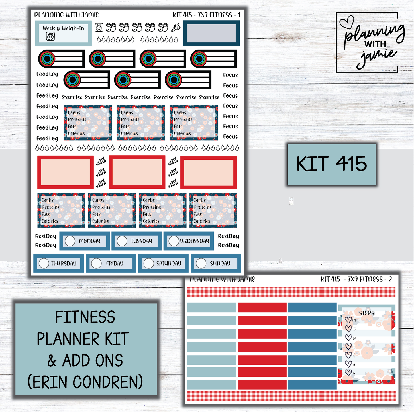 Kit 415 Weekly Fitness Sticker Kit