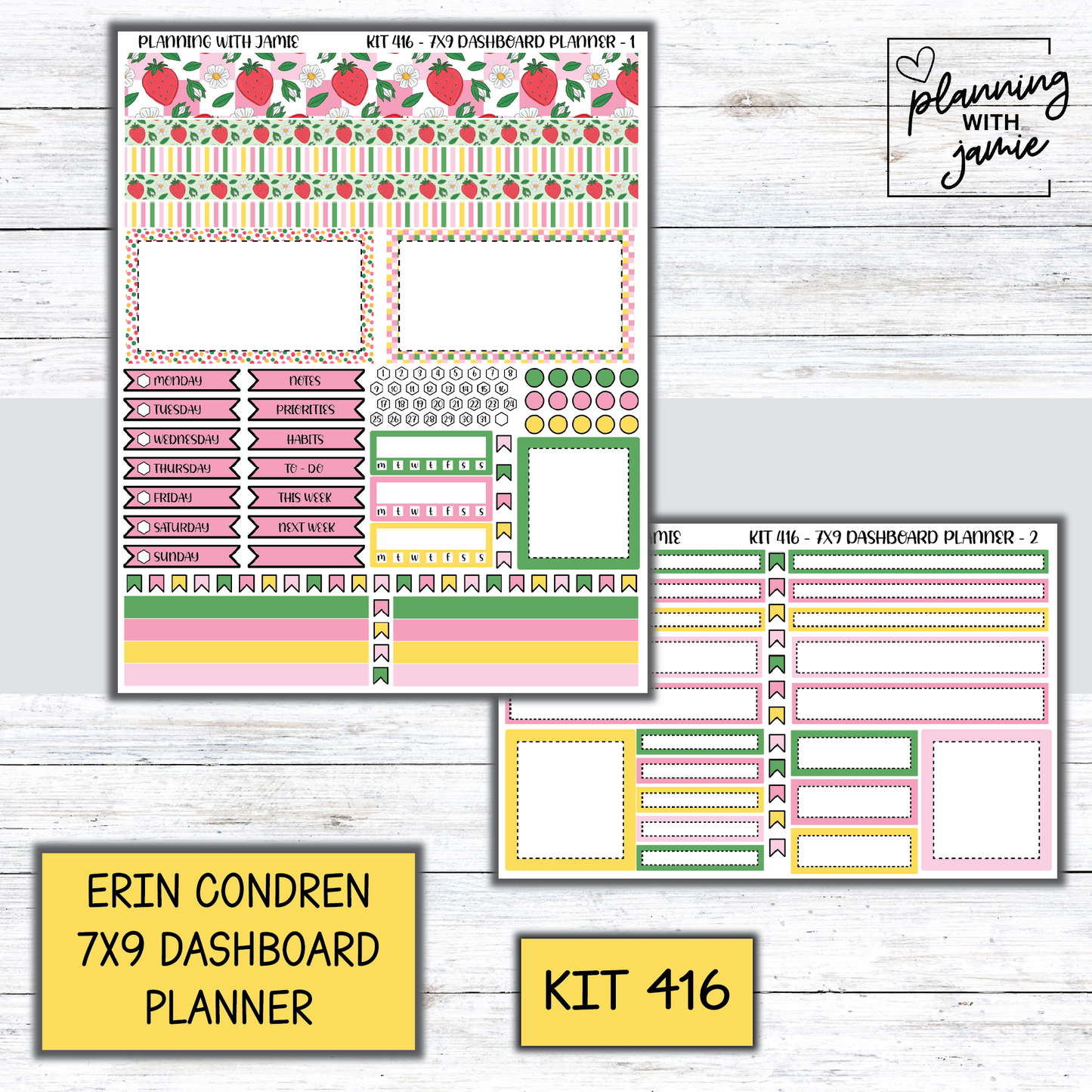 Kit 416 Erin Condren Dashboard Planner Sticker Kit