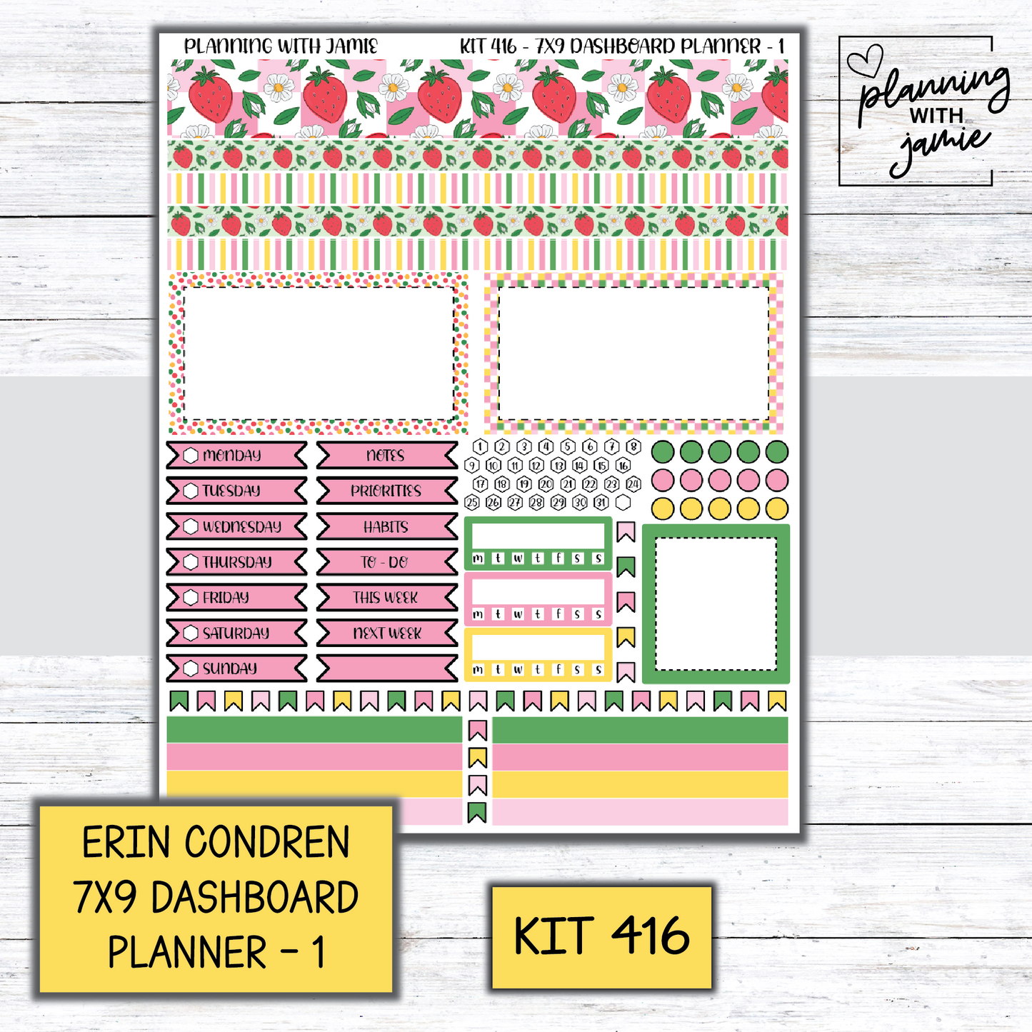 Kit 416 Erin Condren Dashboard Planner Sticker Kit