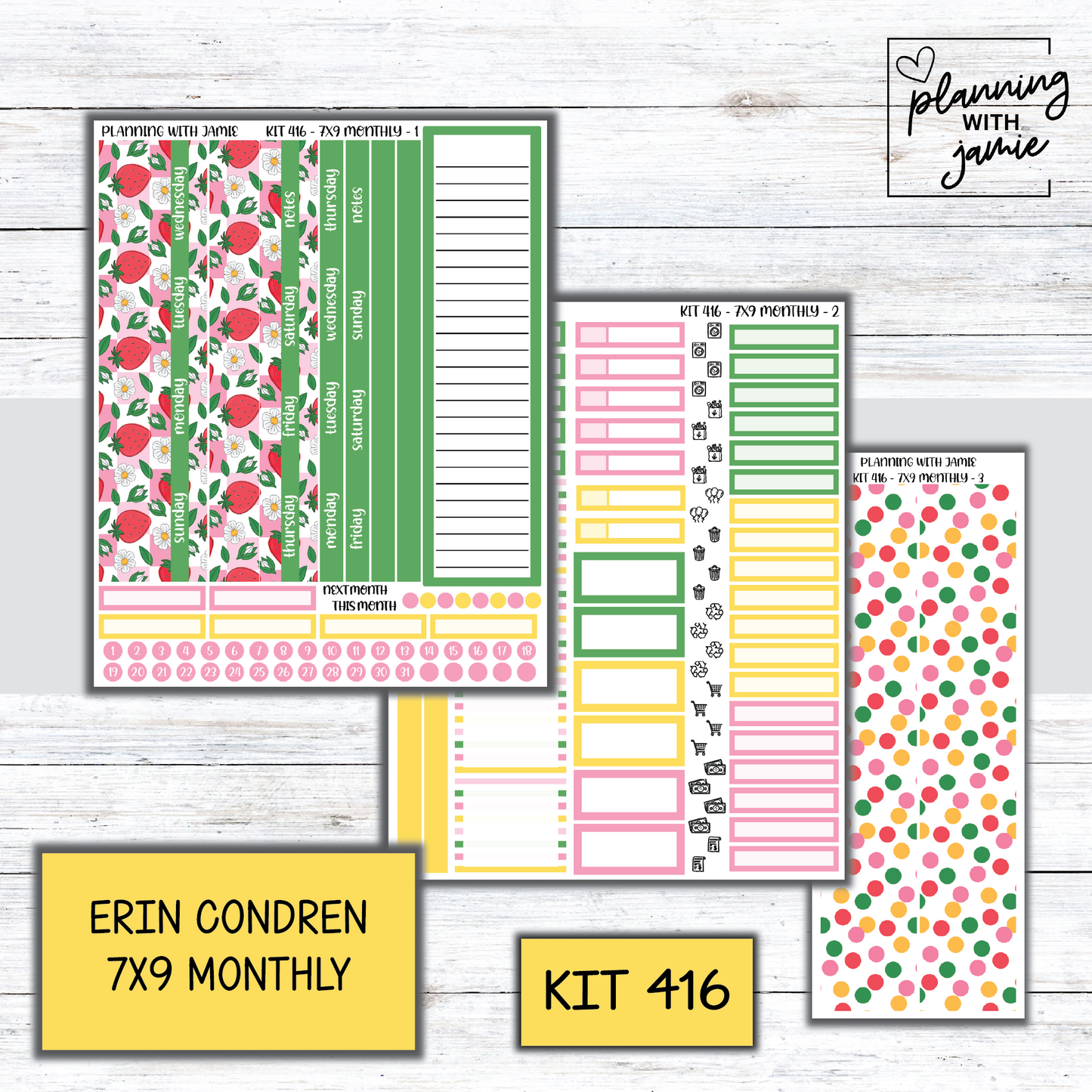 KIT 416 Erin Condren 7X9 OR A5 Monthly Kit