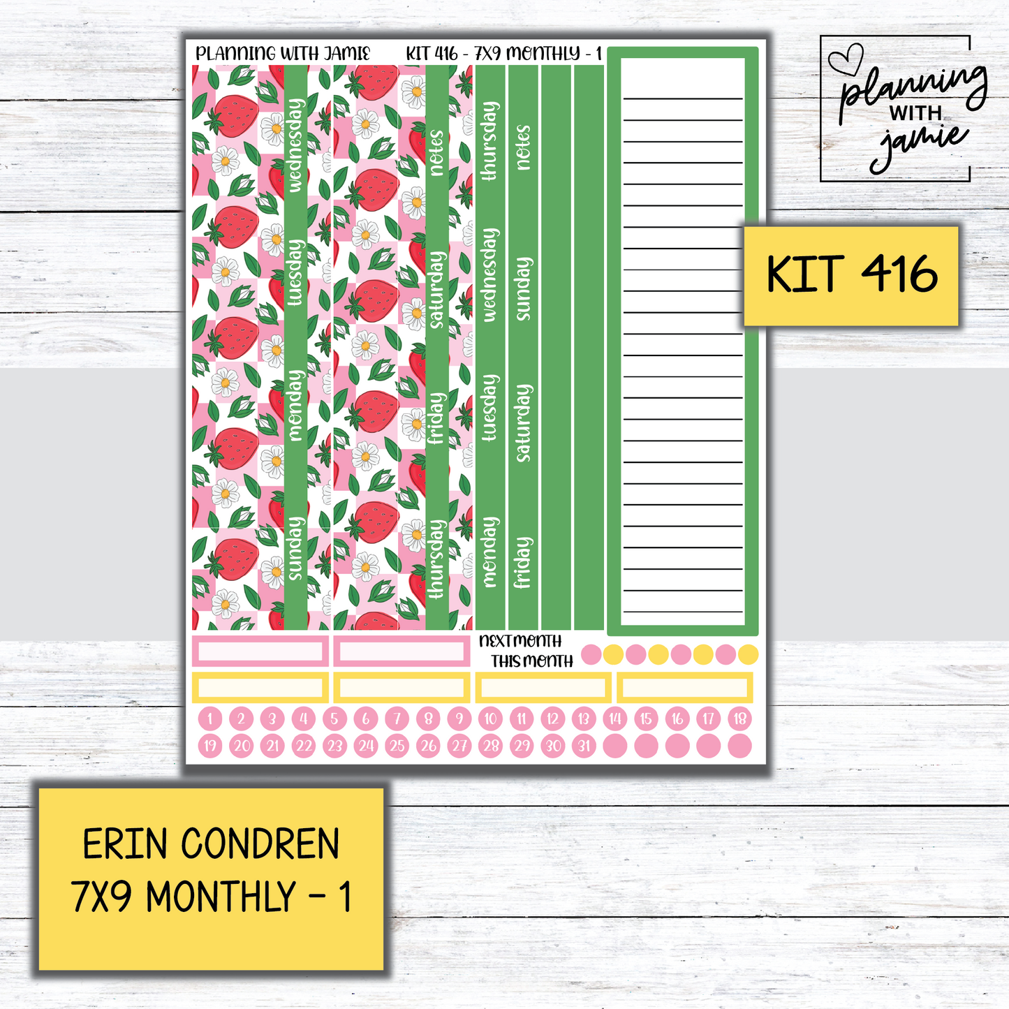 KIT 416 Erin Condren 7X9 OR A5 Monthly Kit