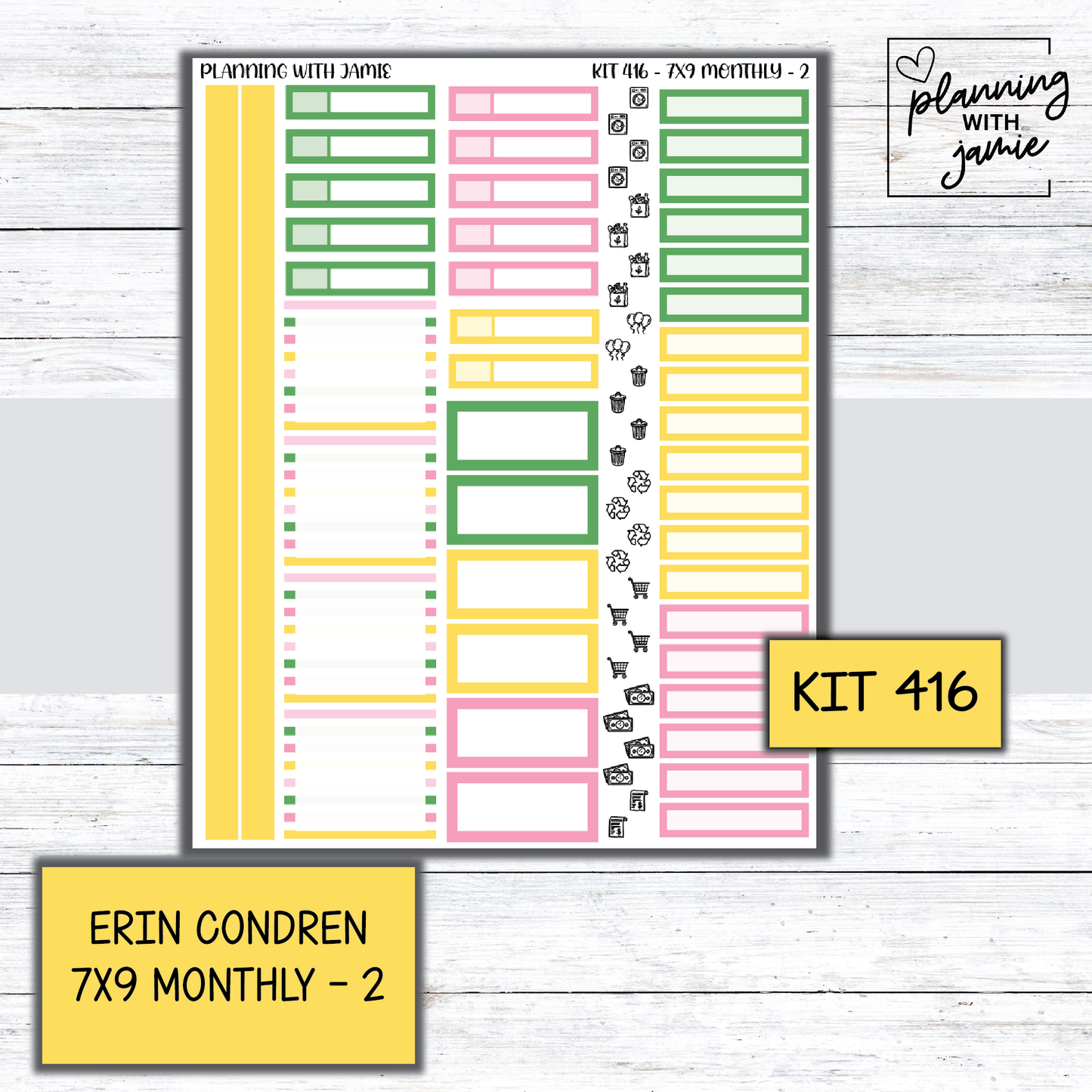 KIT 416 Erin Condren 7X9 OR A5 Monthly Kit