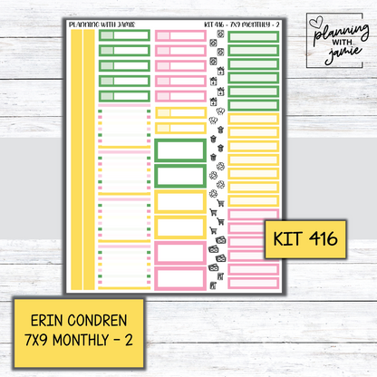 KIT 416 Erin Condren 7X9 OR A5 Monthly Kit
