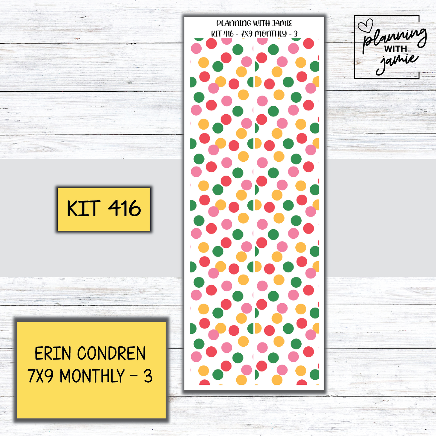 KIT 416 Erin Condren 7X9 OR A5 Monthly Kit