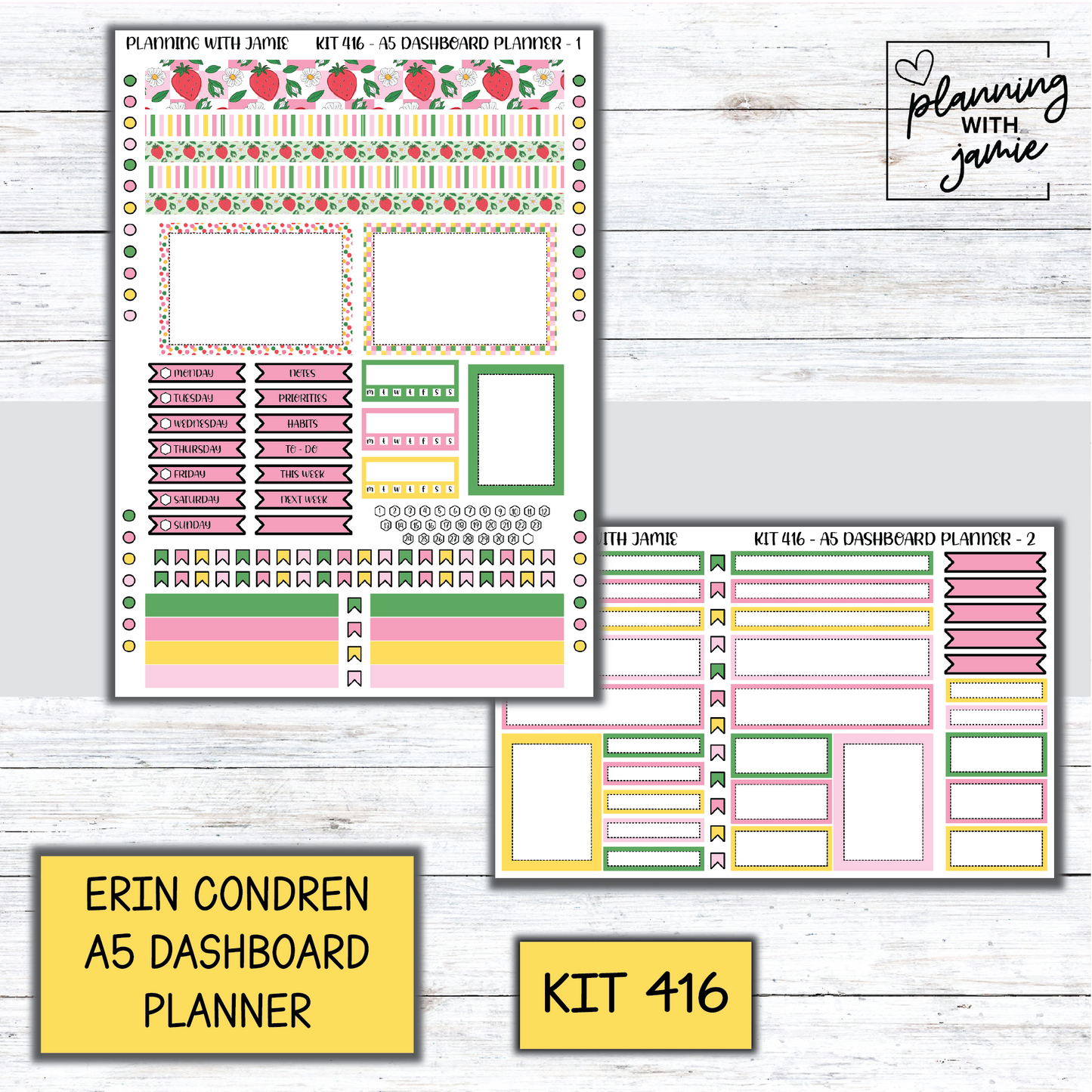 Kit 416 Erin Condren Dashboard Planner Sticker Kit
