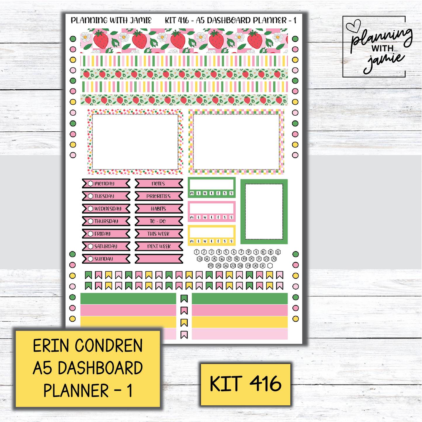 Kit 416 Erin Condren Dashboard Planner Sticker Kit