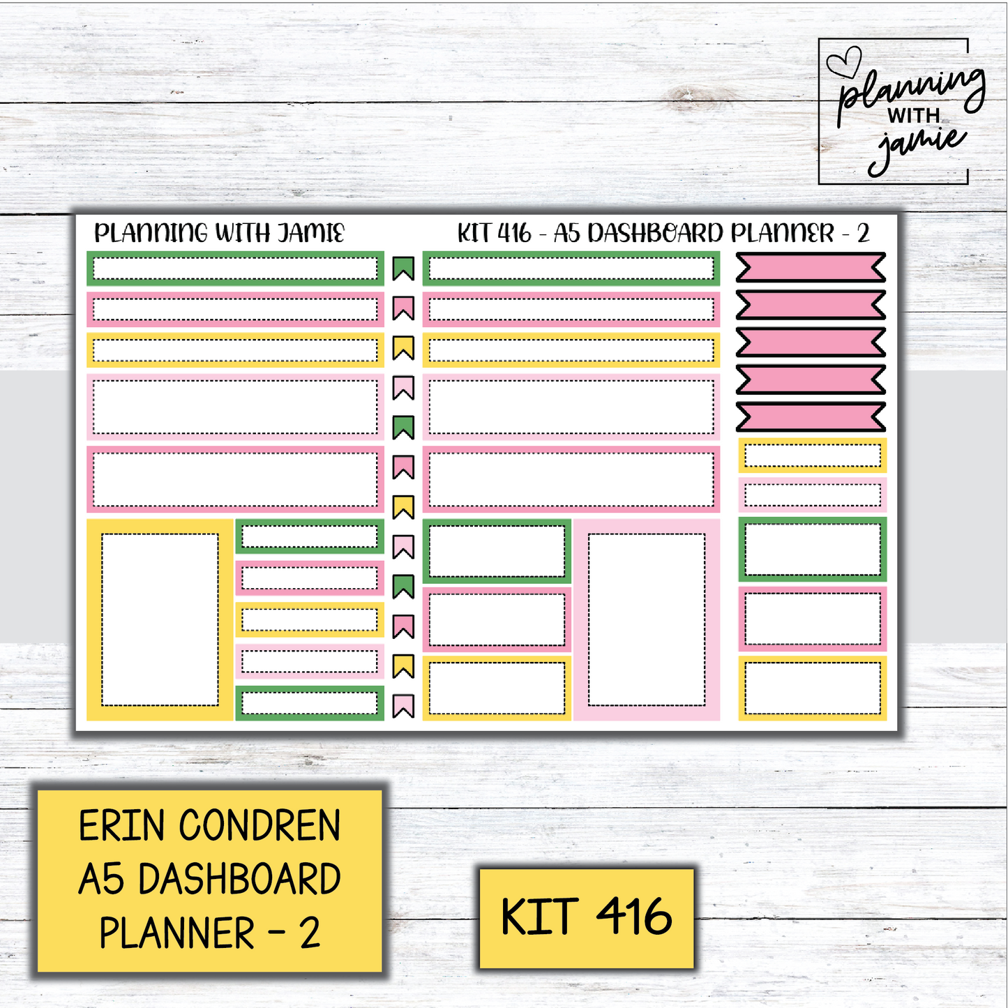 Kit 416 Erin Condren Dashboard Planner Sticker Kit