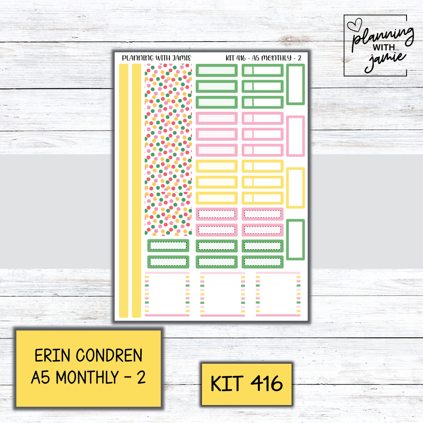 KIT 416 Erin Condren 7X9 OR A5 Monthly Kit