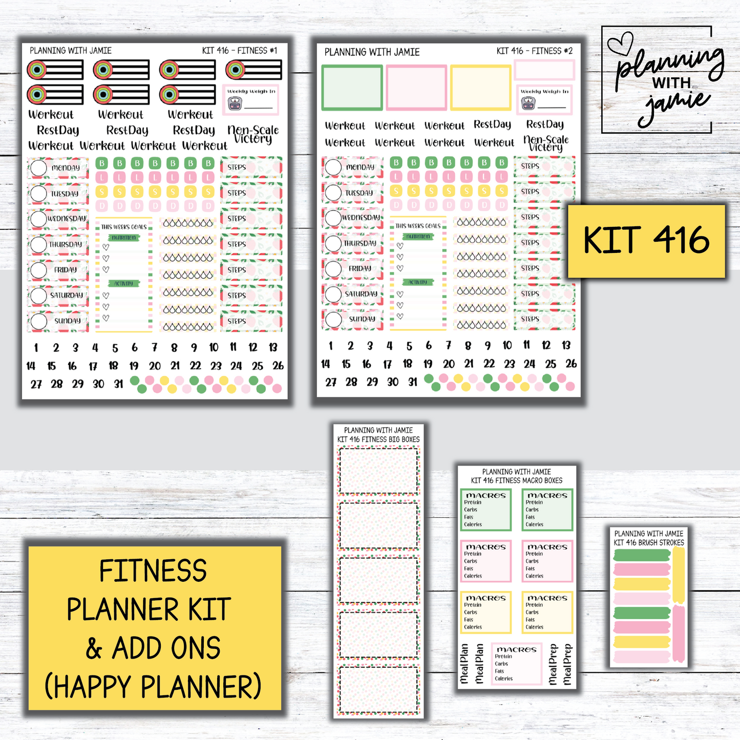 Kit 416 Weekly Fitness Sticker Kit