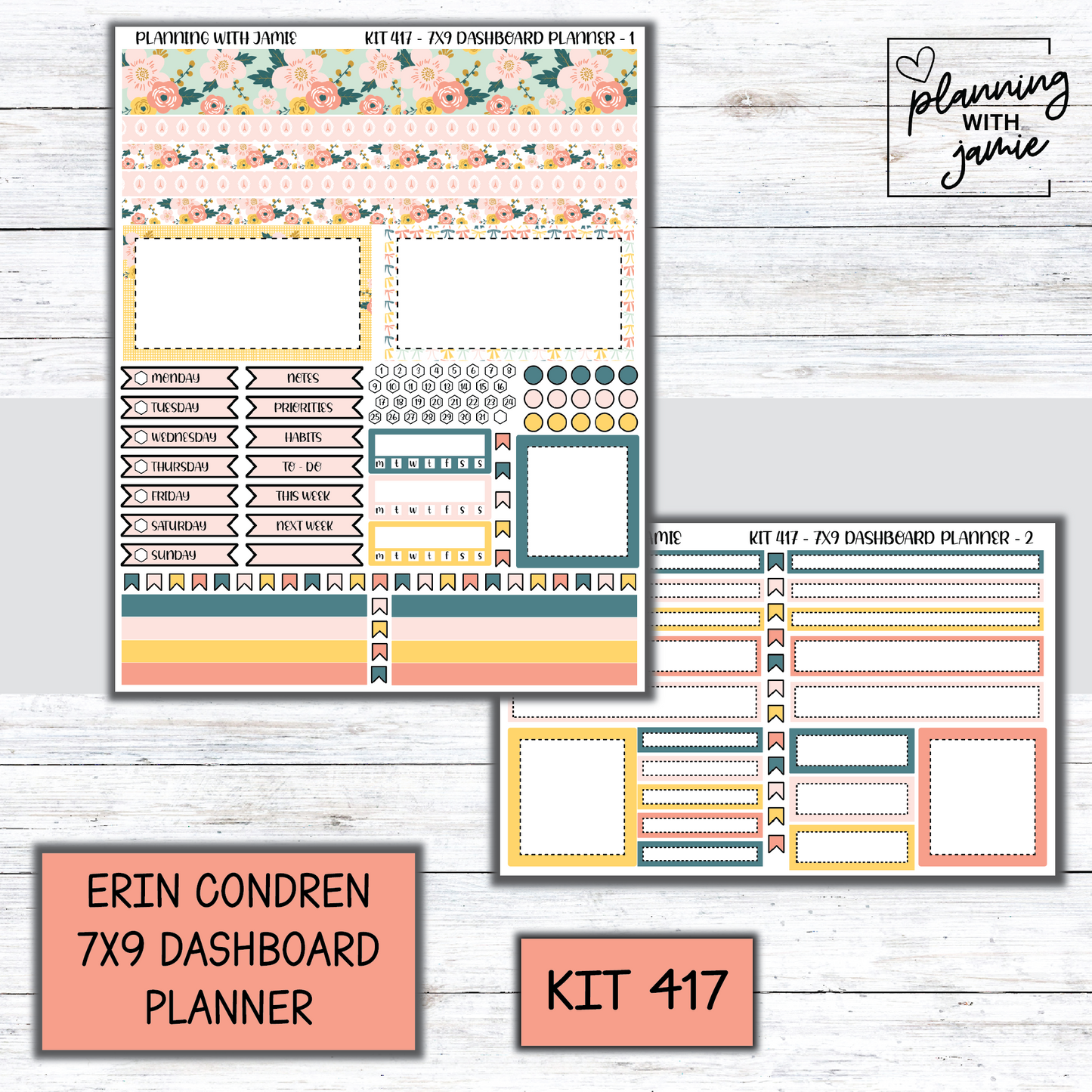 Kit 417 Erin Condren Dashboard Planner Sticker Kit