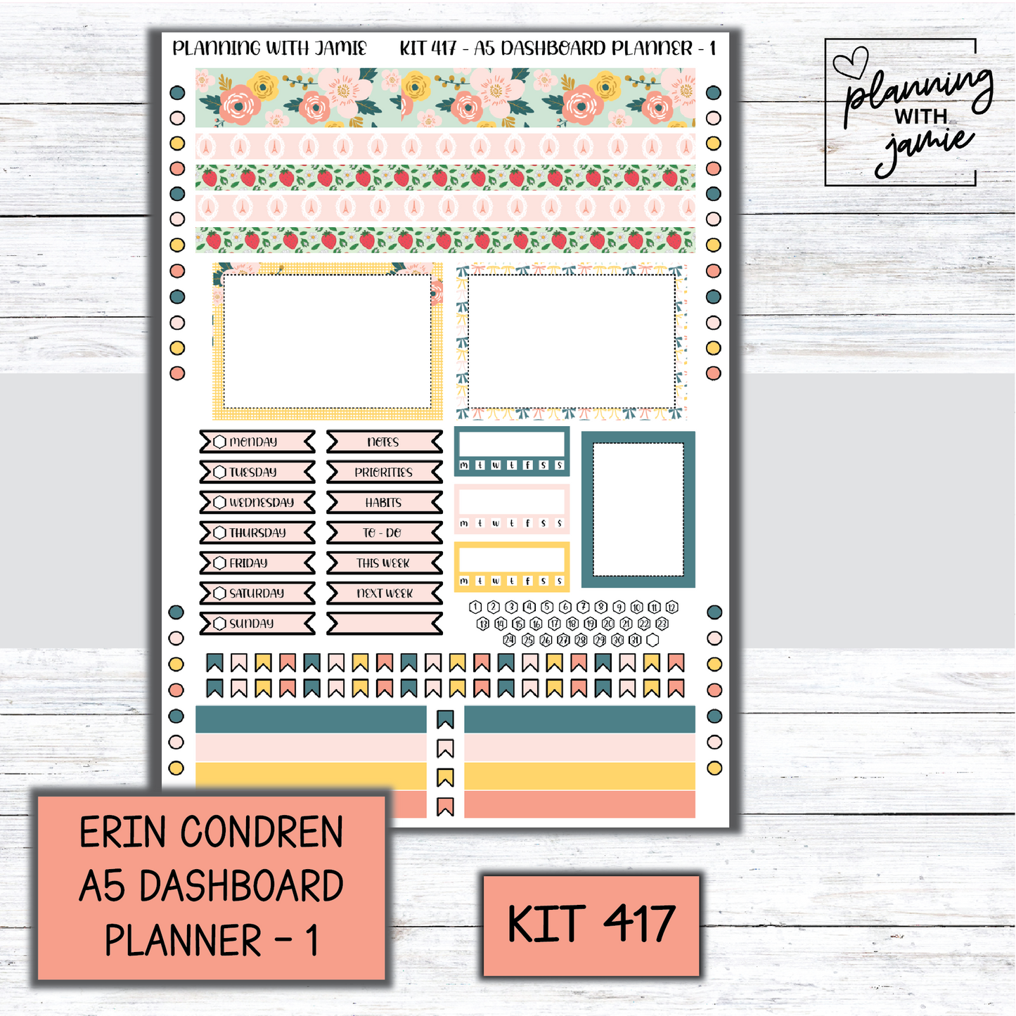 Kit 417 Erin Condren Dashboard Planner Sticker Kit