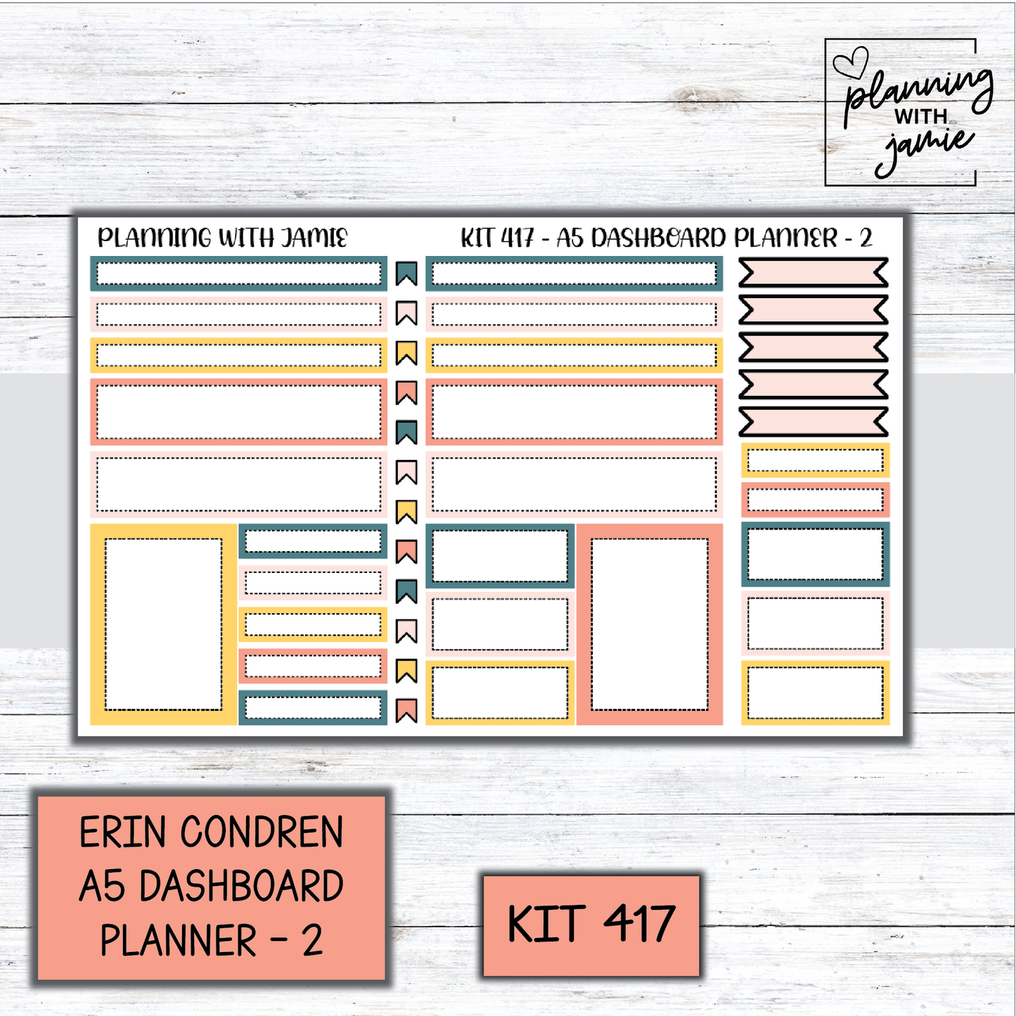 Kit 417 Erin Condren Dashboard Planner Sticker Kit