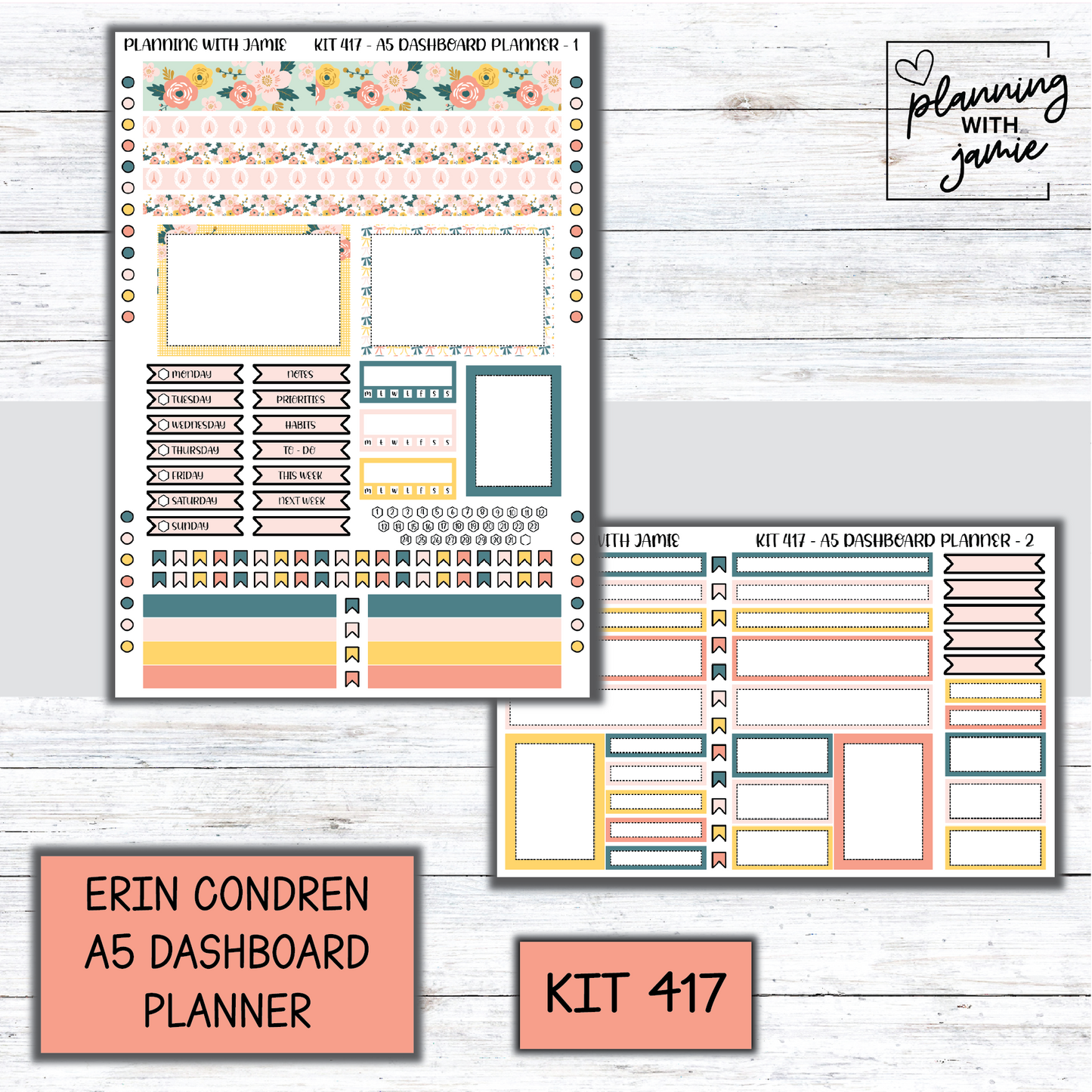 Kit 417 Erin Condren Dashboard Planner Sticker Kit