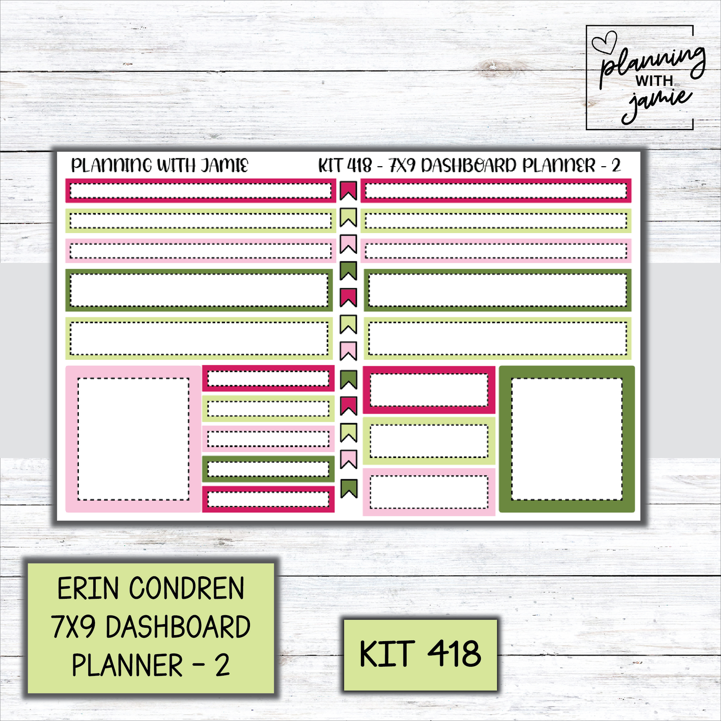 Kit 418 Erin Condren Dashboard Planner Sticker Kit
