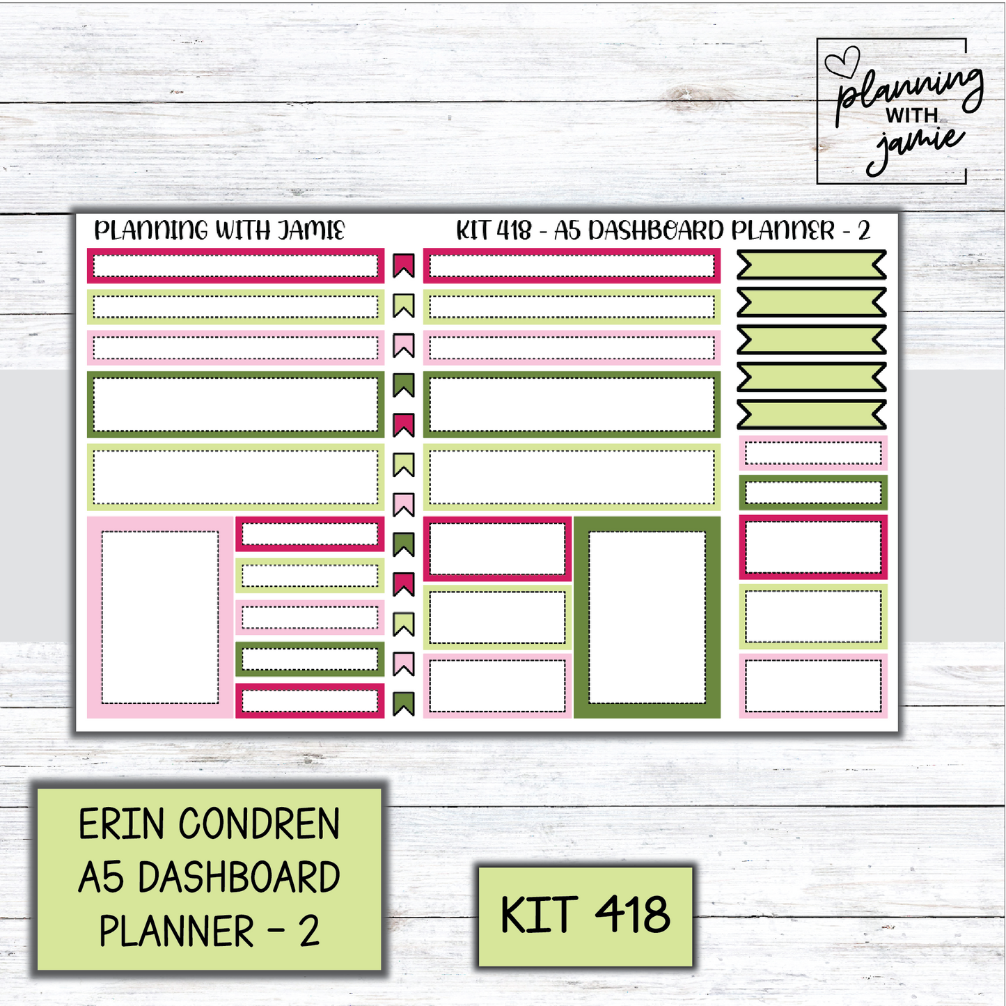Kit 418 Erin Condren Dashboard Planner Sticker Kit