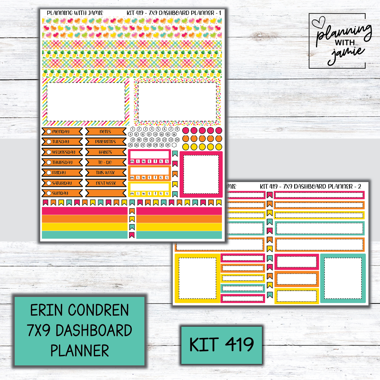 Kit 419 Erin Condren Dashboard Planner Sticker Kit