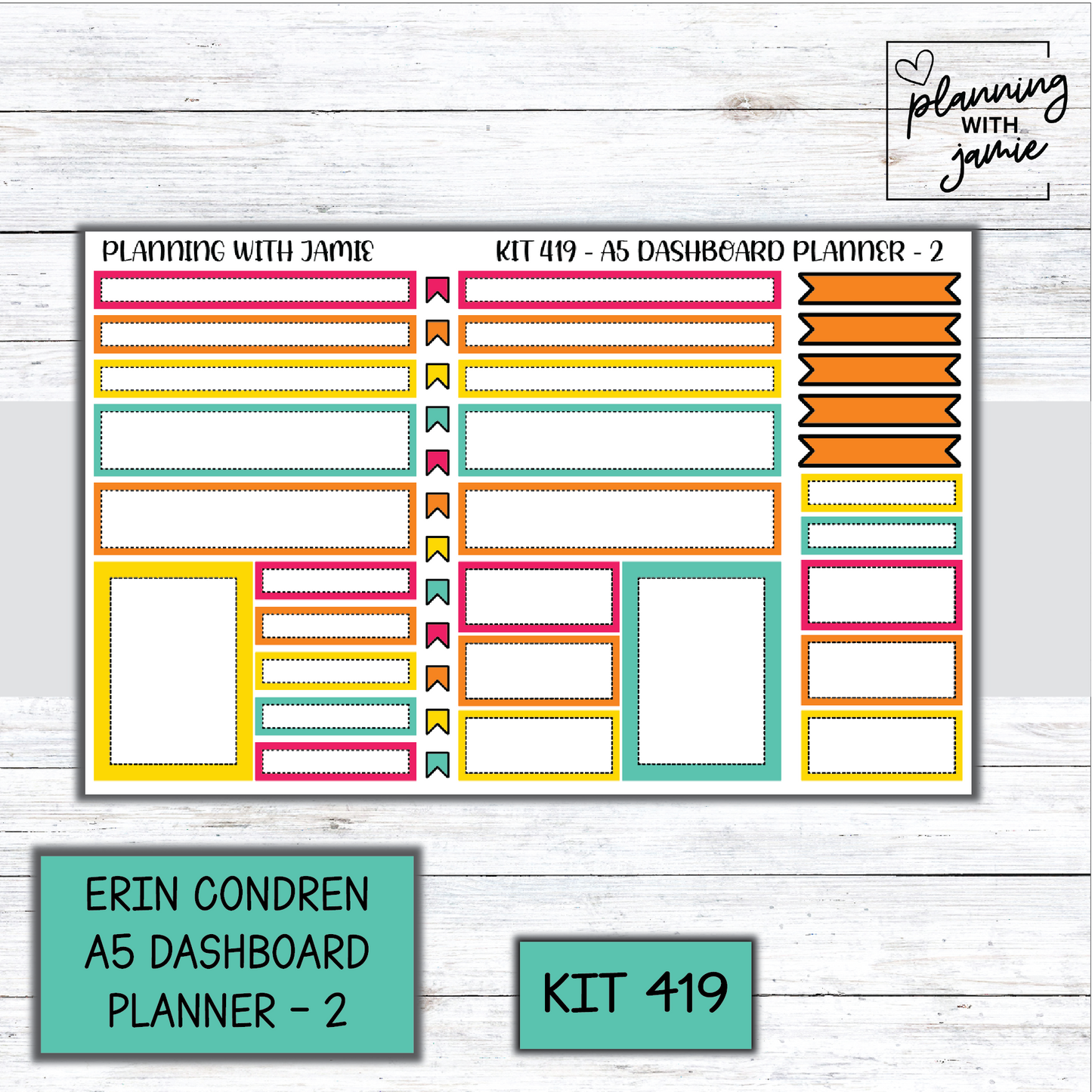Kit 419 Erin Condren Dashboard Planner Sticker Kit