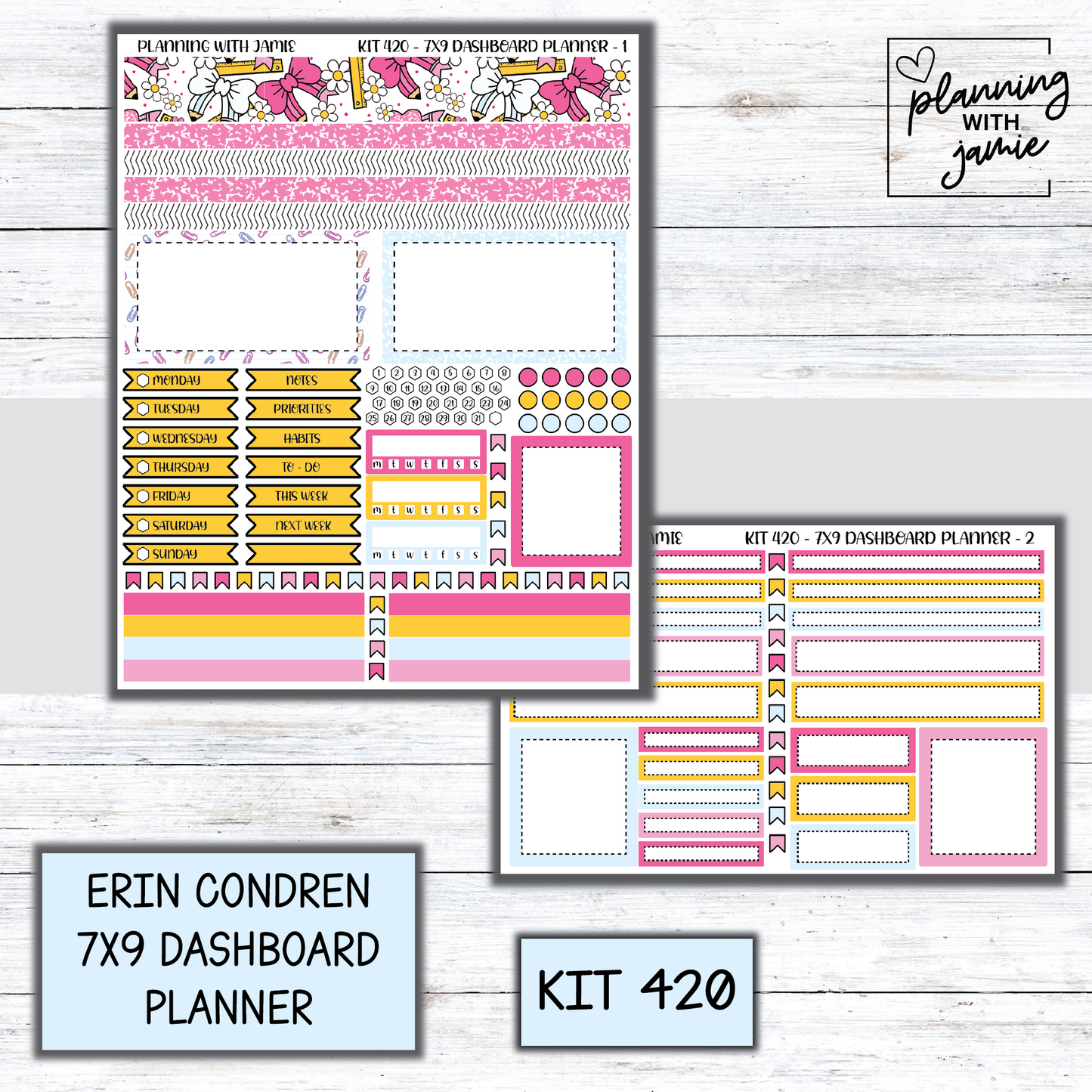 Kit 420 Erin Condren Dashboard Planner Sticker Kit