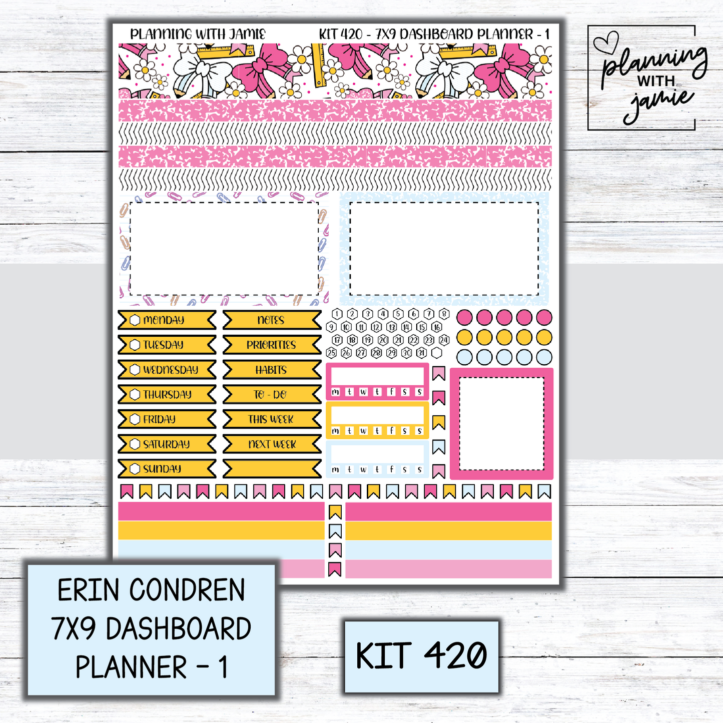 Kit 420 Erin Condren Dashboard Planner Sticker Kit
