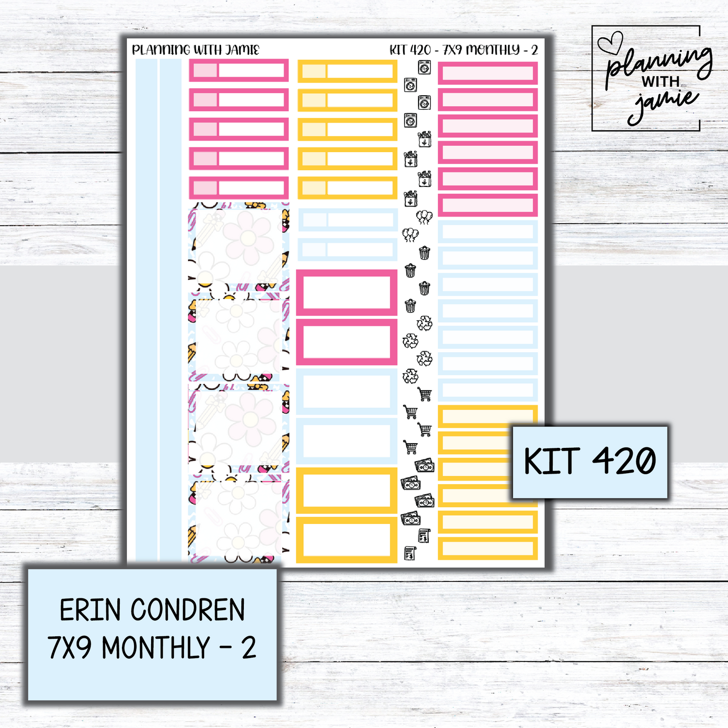 KIT 420 Erin Condren 7X9 OR A5 Monthly Kit