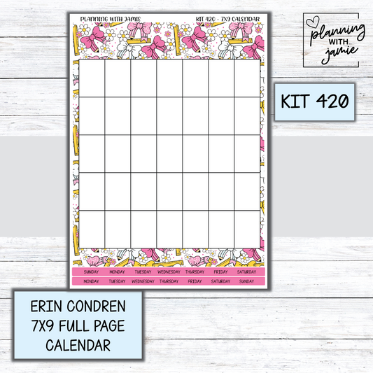 KIT 420 Erin Condren 7X9 Full Page Calendar