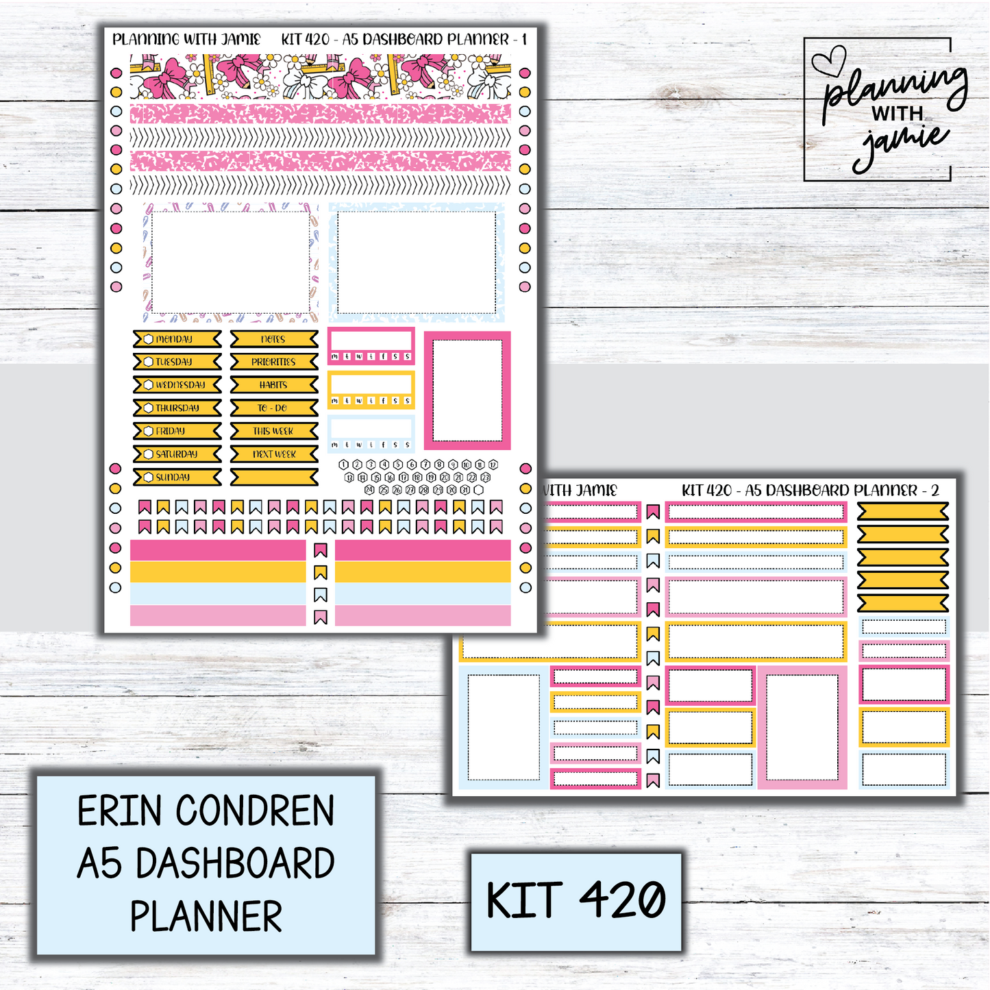 Kit 420 Erin Condren Dashboard Planner Sticker Kit