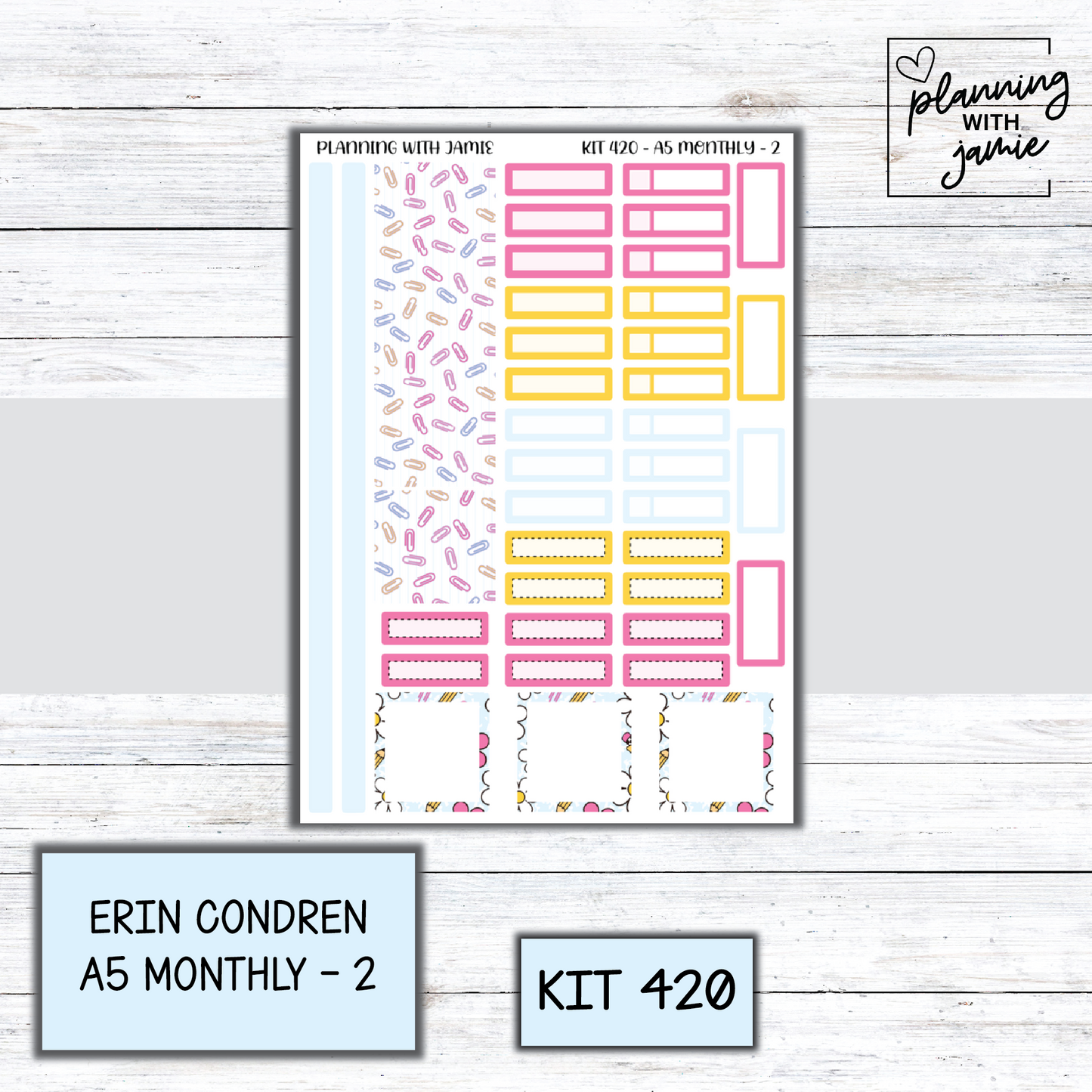 KIT 420 Erin Condren 7X9 OR A5 Monthly Kit