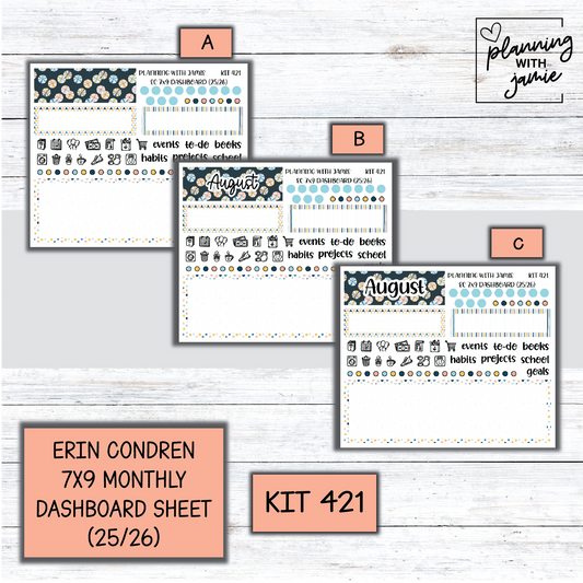 KIT 421 7X9 Erin Condren Monthly Dashboard Sticker Kit