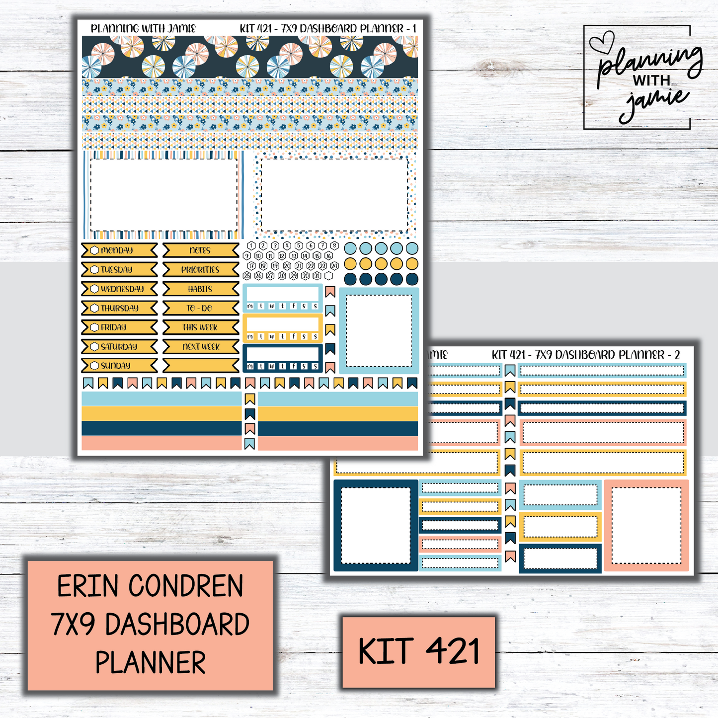 Kit 421 Erin Condren Dashboard Planner Sticker Kit