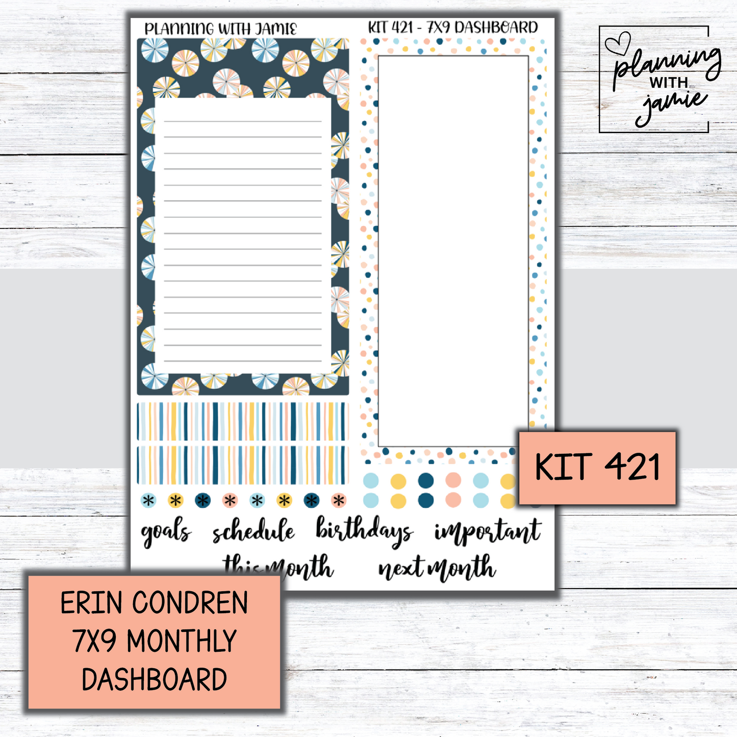 KIT 421 7X9 Erin Condren Monthly Dashboard Sticker Kit