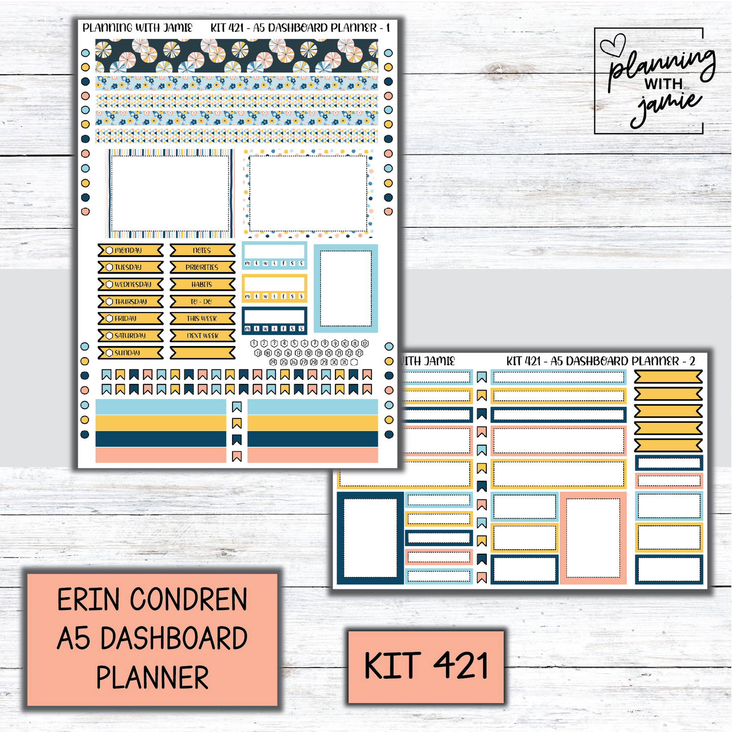 Kit 421 Erin Condren Dashboard Planner Sticker Kit