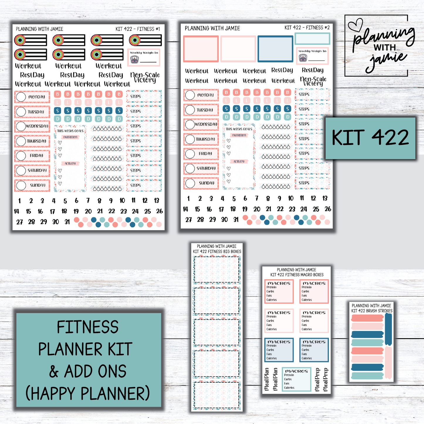 Kit 422 Weekly Fitness Sticker Kit