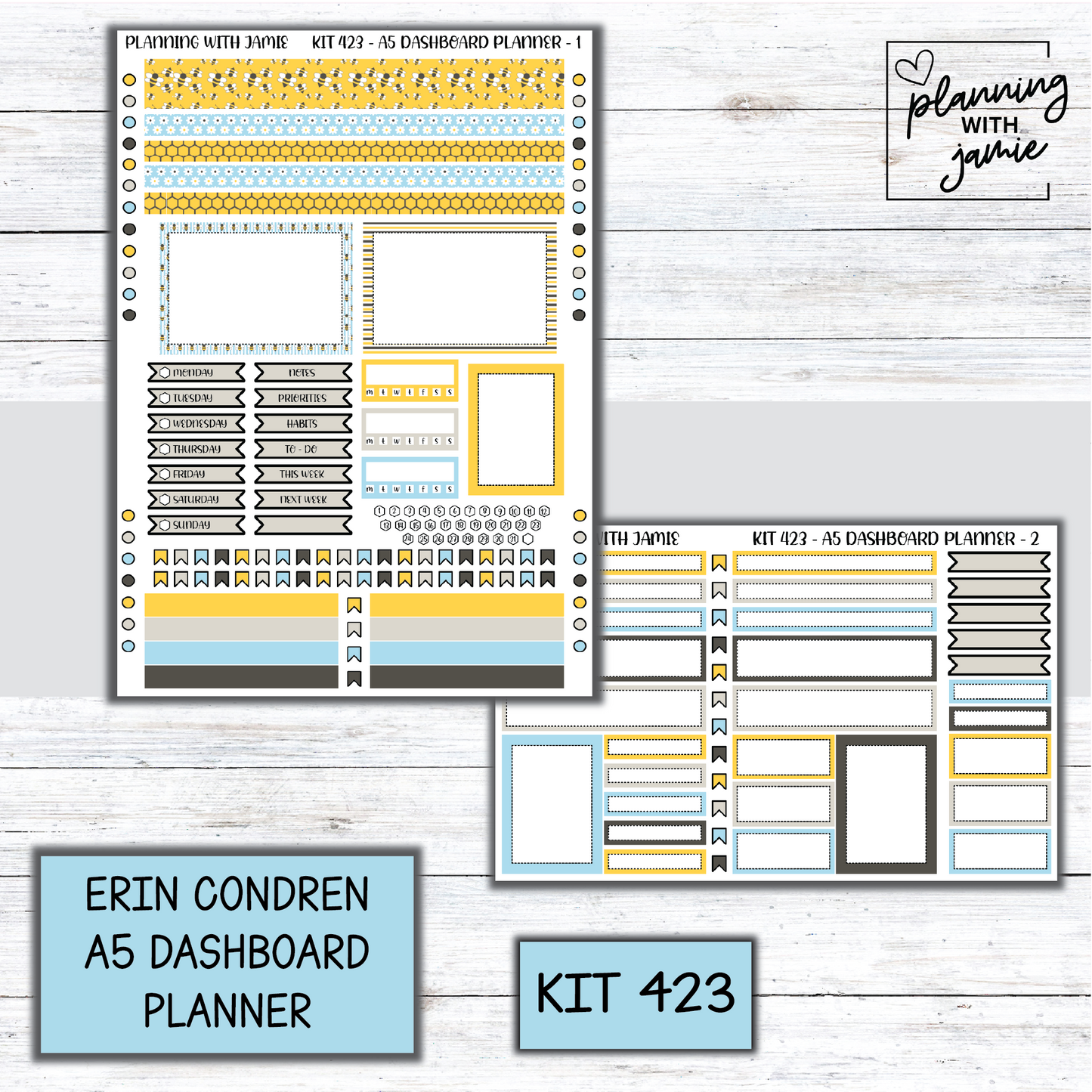 Kit 423 Erin Condren Dashboard Planner Sticker Kit