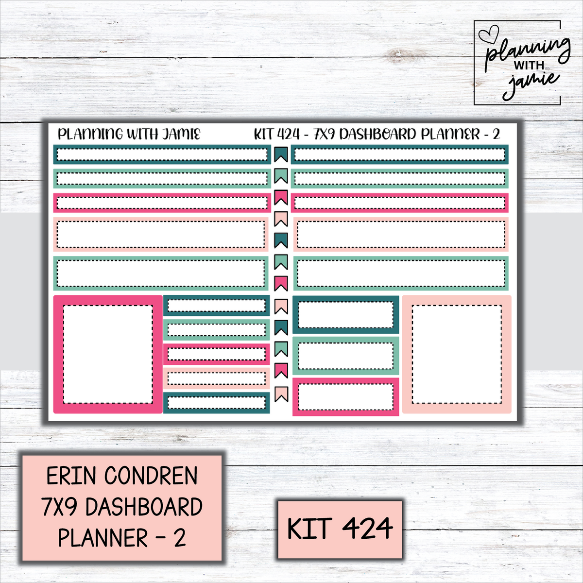 Kit 424 Erin Condren Dashboard Planner Sticker Kit