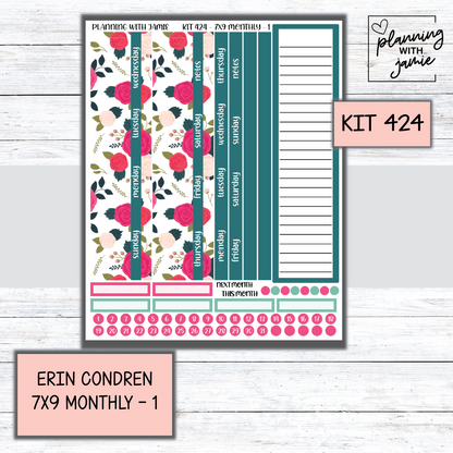 KIT 424 Erin Condren 7X9 OR A5 Monthly Kit