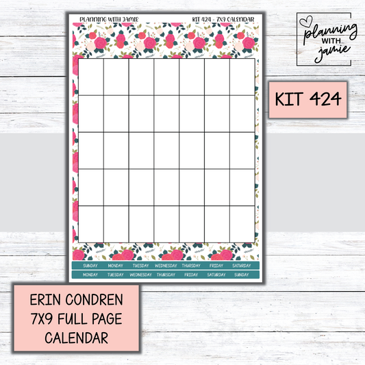 KIT 424 Erin Condren 7X9 Full Page Calendar