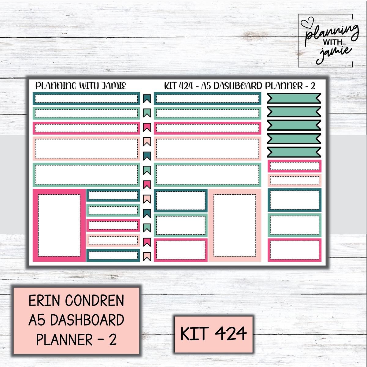 Kit 424 Erin Condren Dashboard Planner Sticker Kit