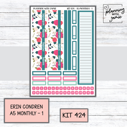 KIT 424 Erin Condren 7X9 OR A5 Monthly Kit