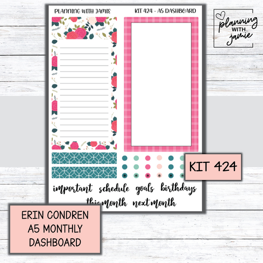 KIT 424 A5 Erin Condren Monthly Dashboard Sticker Kit