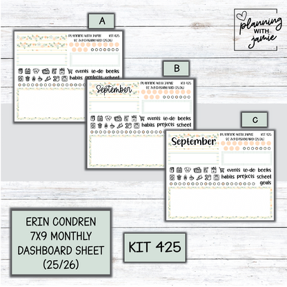 KIT 425 7X9 Erin Condren Monthly Dashboard Sticker Kit