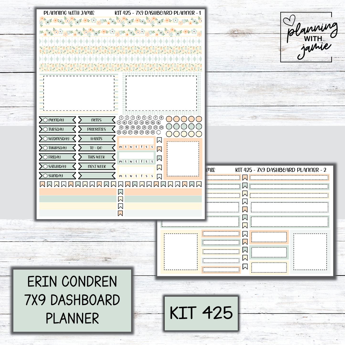 Kit 425 Erin Condren Dashboard Planner Sticker Kit