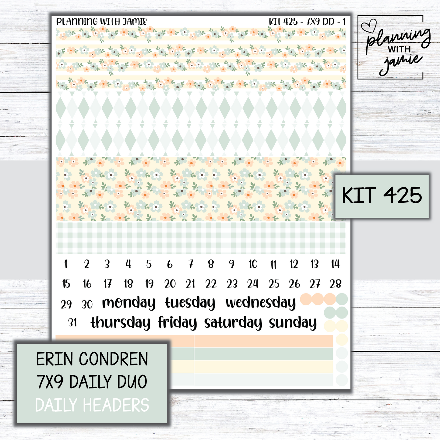 Kit 425 Erin Condren Daily Duo Sticker Kit